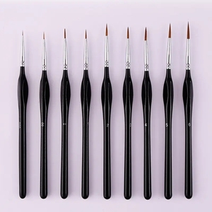Set di <span class=keywords><strong>pennelli</strong></span> professionali in Nylon <span class=keywords><strong>per</strong></span> acquerelli in miniatura e dettagli piatti rotondi con manico in plastica di legno nero <span class=keywords><strong>per</strong></span> artisti - Product Image 2