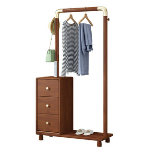 Modern Chinese Style Solid Wood Coat Rack Minimalist Design Freestanding <b>Drawer</b> Storage Home Use - Product Image 5