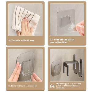 Organisateur de pantoufles moderne sans perçage coin <span class=keywords><strong>mural</strong></span> étagère de rangement <span class=keywords><strong>pour</strong></span> salle de bain outil magique porte de drainage des toilettes étagères de salle de bain - Product Image 4