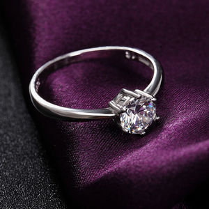 Moissanite Ring 6 Prong Crown Setting 1 Carat 6.5mm Wedding Band For Women - Product Image 2