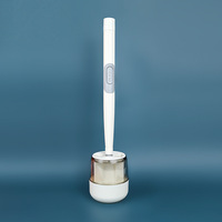 Brosse de toilette murale en silicone sans perforation pour la maison, à long manche, design moderne, avec poils doux à pression