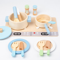 Jouets de cuisine de simulation transfrontalière pour enfants, ensemble de cuisinière en bois pour filles de 3 ans, mini-cuisine
