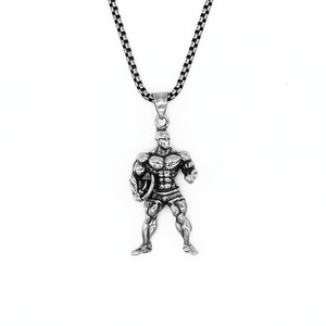 Yunnique – collier avec pendentif de fitness unisexe, en acier inoxydable 316, design de guerrier musclé, bijoux pour hommes et femmes - Product Image 1