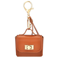Mini sac carré porte-clés en cuir PU, accessoire de mode pour sac à main et porte-clés pour femme