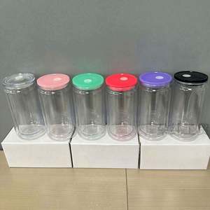 Offre Spéciale – Pot en Verre Transparent à Double Paroi de 16 oz pour Sublimation, avec Revêtement UV, Effet Boule à Neige, et Bouchon Pré-percé, Couvercles Colorés - Product Image 4