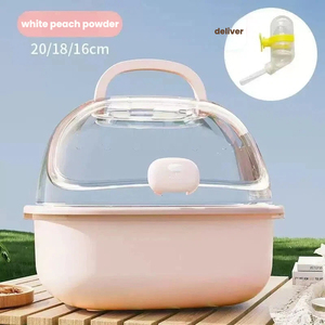 Produits pour animaux de compagnie : <span class=keywords><strong>Cage</strong></span> de transport portable pour hamster, accessoires pour petits animaux avec fermeture à bouton, plateau en plastique et bac à litière - Product Image 6