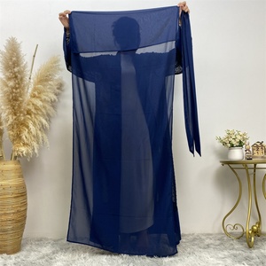 Summer Fashion Polka Dot Open Abaya with Matching Chiffon Scarf and White Inner slip Dress 5 Colors (1937+6435) - Product Image 2