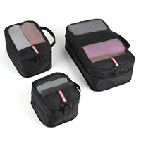 Ensemble de 3 cubes d'emballage de compression de sac noir personnalisés à la mode pour les voyages en plein air