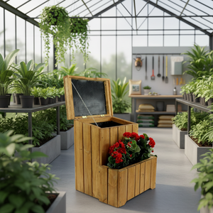 Abri de jardin en <span class=keywords><strong>bois</strong></span> pour colis, boîte de livraison extérieure étanche avec <span class=keywords><strong>jardinière</strong></span> et toit à charnières ouvrable - Product Image 5