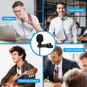 Mini microfono portatile a condensatore Lavalier con risvolto a Clip microfono cablato per IPhone IPad Smartphone registrazione <span class=keywords><strong>PC</strong></span> DSLR <span class=keywords><strong>Camera</strong></span> - Product Image 6
