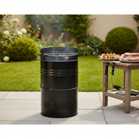 Barbecue à charbon de bois cylindrique portable de luxe à 2 niveaux en fer, avec grille de cuisson, pour patio, jardin et extérieur