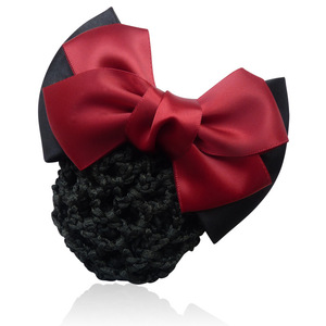 Vente chaude affaires femmes cheveux accessoires <span class=keywords><strong>tissu</strong></span> grand nœud papillon filet à cheveux Wrap Bank Barrettes avec cheveux <span class=keywords><strong>Snood</strong></span> Net <span class=keywords><strong>pour</strong></span> les femmes - Product Image 5