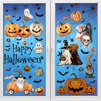 102 autocollants de fenêtre en PVC pour Halloween, 8 feuilles, fantômes et citrouilles, pour bureau, salle de classe, maison, intérieur, fournitures de fête, décoration de vitrine
