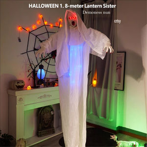 Decoración Colgante de Halloween: Fantasma con Ojos Brillantes, Atmósfera de Terror, Linterna de Mano con Forma de Caballo, Demonio/Monja en Blanco y Negro - Product Image 1