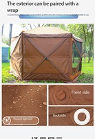 Tente de camping hexagonale à montage rapide 210D Poly-Oxford deux chambres avec abri solaire et coupe-vent 360 Projector