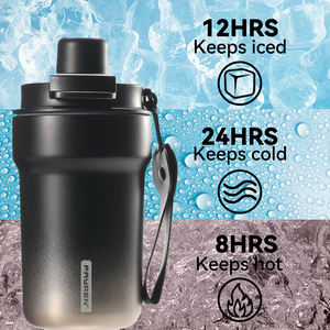Mug à café de voyage Fayren 400 ml 480 ml, bouteille d'eau en acier inoxydable 316 sans BPA avec paille, tasse à double boisson - Product Image 3