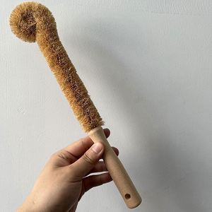Wholesale Long Wooden Handle <b>Coconut</b> Fiber Bottle Brush Kitchen <b>Cup</b> Scrub Cleaning Brush with Logo - Product Image 6