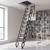 Escalier de grenier moderne pliable télescopique manuel portable avec verrouillage manuel et mains courantes en option