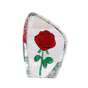 Ornement en verre rose iceberg de cristal, décor floral peint, cadeau pour la fête des mères - Product Image 5