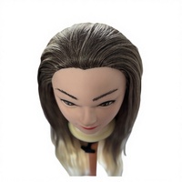 Tête de mannequin en cheveux synthétiques ombrés pour la pratique de la coiffure, tête de poupée pour la formation en coiffure pour les étudiants en cosmétologie