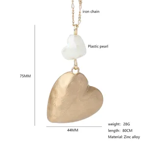 TongLing European resin 14k gold necklace valentines day gift heart necklace for women pendant necklace