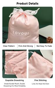 Özel logo boyutu ipek peruk ambalaj toz torbaları İpli hediye çantası kozmetik takı çanta saç için saten kılıf - Product Image 2