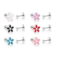Boucles d'oreilles à visser en acier inoxydable anti-allergie, multicolores, avec zirconias, pour fille ou bébé