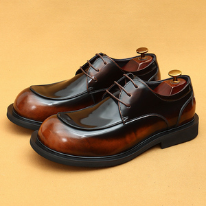 Zapatos Derby de Corte Ancho para Hombre, Diseño de Punta Ancha, Cuero Vacuno Genuino con Acabado Brillante, Estilo Británico, Zapatos de Vestir para Negocios - Product Image 3