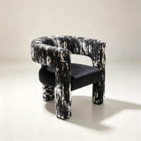 Fauteuil d'appoint design moderne en tissu imprimé noir et blanc, fauteuil de détente rembourré pour salon, hall d'hôtel