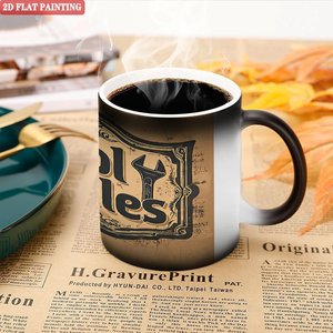 Mug en céramique noir givré 11 oz, tasse à changement de couleur activée par la chaleur, prêt pour la sublimation et la création de motifs personnalisés - Product Image 5