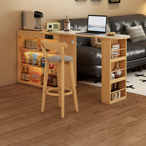 Japanese Style L Shape <b>Bar</b> Table With Storage Cabinet <b>For</b> <b>Home</b> Living Room Multi Functional Island Desk - Product Image 1