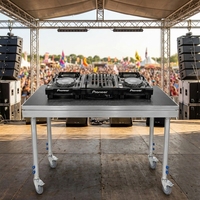 Table de console DJ mobile avec roulettes à frein pour discothèque, bar, spectacle en direct, équipement de mixage audio