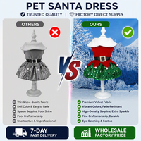 Tenues de Noël et du Nouvel An chinois populaires : Robes mignonnes en velours et 100 % coton pour chiens et chats, bandeaux et jupes en maille – Vêtements de fête