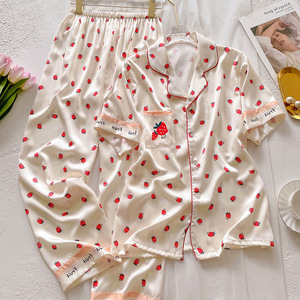 <span class=keywords><strong>Pigiama</strong></span> in Seta Ghiaccio di Lusso <span class=keywords><strong>Leggero</strong></span> da Donna, Estivo, Semplice e Comodo, a Maniche Corte e Pantaloni Lunghi, Indossabile anche Fuori Casa, Completo Abbigliamento - Product Image 4