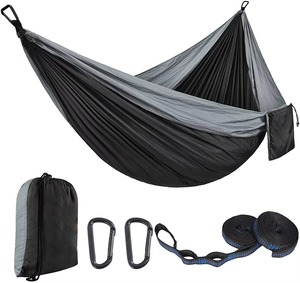 Hamaca <span class=keywords><strong>de</strong></span> Camping <span class=keywords><strong>de</strong></span> Nailon 210T con Logotipo Personalizado al por Mayor, Hamaca Doble Portátil para Exteriores con Correas para Árboles y Kit <span class=keywords><strong>de</strong></span> Mosquetones - Product Image 1