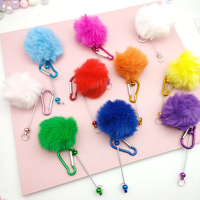Porte-clés en peluche à boule de fourrure écologique, nouveau style, directement de l'usine, avec perles, cadeaux pour enfants, promotion étudiante