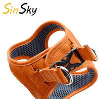 Harnais pour chat SinSky Orange personnalisé, gilet respirant en cuir pour chien, harnais anti-traction en cuir pour chien, ensemble complet