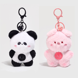 Kawaii Cartoon Pendant Stuffed Animal Panda Teddy Bear Rabbit Frog Promotional Doll Toy Plush Keychain