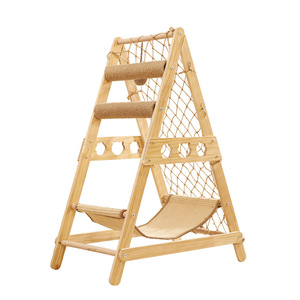 Torre para Gatos <span class=keywords><strong>de</strong></span> <span class=keywords><strong>Madera</strong></span> Maciza Multifuncional y Económica, Postes <span class=keywords><strong>de</strong></span> Sisal, <span class=keywords><strong>Hamaca</strong></span> Transpirable para Gatos Pequeños y Medianos, Uso en Interiores - Product Image 1