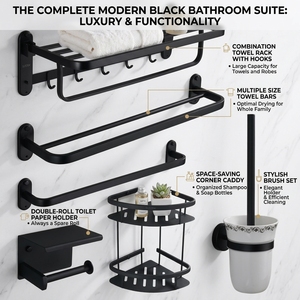 Porte-serviettes mural d'angle moderne en acier inoxydable durable à trois niveaux, ensemble d'accessoires de salle de bain - Product Image 1
