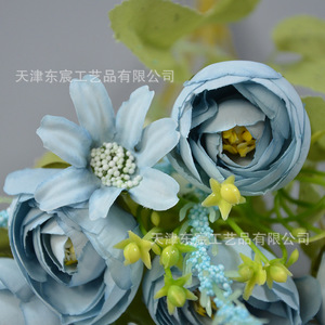 มาคาโรส บูเก้ ดอกไม้ประดิษฐ์ ผ้าไหม จัดดอกไม้ แต่งงาน ตกแต่งบ้าน 27 ซม. สีแชมเปญ สีชมพู สีม่วง สีฟ้า - Product Image 4