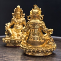 Statue de Bouddha dorée, plaquée or 24 carats, pour la décoration de la maison, collection de cadeaux, sculpture en laiton, art