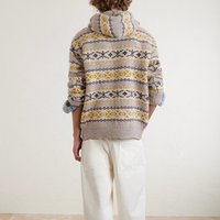 Pull en tricot à capuche à manches longues en jacquard surdimensionné décontracté pour homme