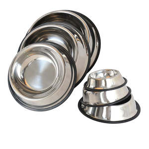 Köpek yemekleri paslanmaz çelik köpek maması su kasesi büyük/küçük Metal kauçuk taban kedi kase kaymaz hayvan mama kabı 16/18/22CM boyutu - Product Image 2