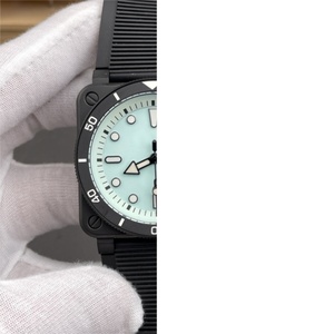 Reloj de Buceo Cuadrado Negro con Esfera Azul Claro, Reloj Automático para Hombre Resistente al Agua 100M con Correa de Goma - Product Image 1