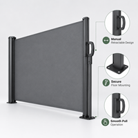 Store banne latérale rétractable pour hôtel, 3m, en acier et aluminium, pare-vent, tissu polyester PU, à traction manuelle