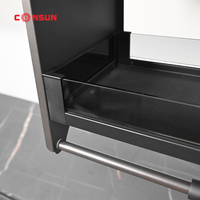Acessórios de Armazenamento para Cozinha: Cesto Elevatório Moderno de Metal e Ferro com Prateleiras Ajustáveis e Deslizantes para Armários