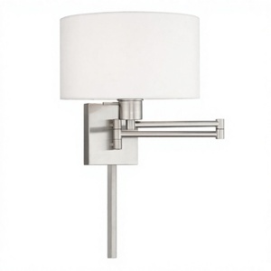 Brushed Nickel 1-<b>Light</b> Swing Arm <b>Wall</b> Lamp for Home Decor Bedroom Hotel Lobby Hotel Guestroom - Product Image 1