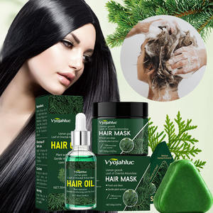 Ensemble de soins capillaires nourrissants pour cheveux apaisants pour le cuir chevelier à base de feuilles d'arbre de vie biologique - Product Image 1