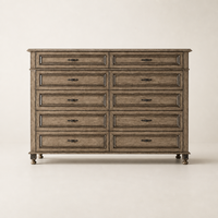 Meuble d'appoint décoratif moderne en bois massif fait main, commode à 10 tiroirs pour chambre principale de villa de luxe